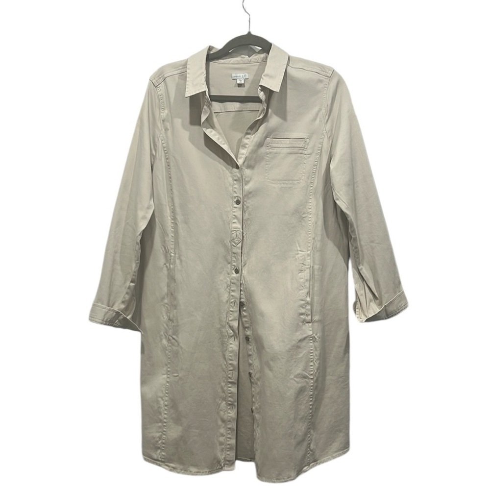 J. Jill Missy kakhi long sleeve roll tab shirt dress size 12 - Picture 10 of 11